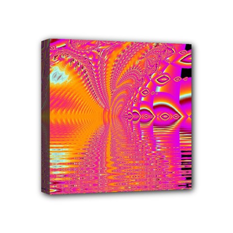 Magenta Boardwalk Carnival, Abstract Ocean Shimmer Mini Canvas 4  x 4  (Framed) from ArtsNow.com