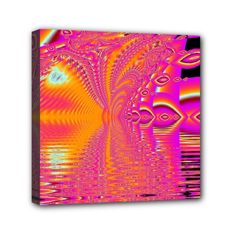 Magenta Boardwalk Carnival, Abstract Ocean Shimmer Mini Canvas 6  x 6  (Framed) from ArtsNow.com