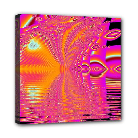 Magenta Boardwalk Carnival, Abstract Ocean Shimmer Mini Canvas 8  x 8  (Framed) from ArtsNow.com