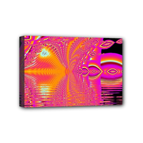 Magenta Boardwalk Carnival, Abstract Ocean Shimmer Mini Canvas 6  x 4  (Framed) from ArtsNow.com