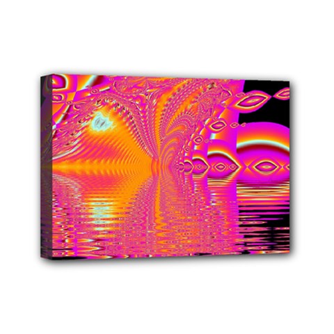 Magenta Boardwalk Carnival, Abstract Ocean Shimmer Mini Canvas 7  x 5  (Framed) from ArtsNow.com