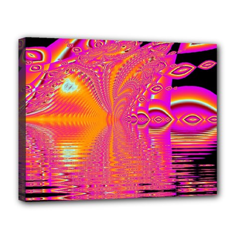 Magenta Boardwalk Carnival, Abstract Ocean Shimmer Canvas 14  x 11  (Framed) from ArtsNow.com