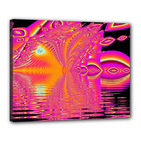 Magenta Boardwalk Carnival, Abstract Ocean Shimmer Canvas 20  x 16  (Framed) from ArtsNow.com