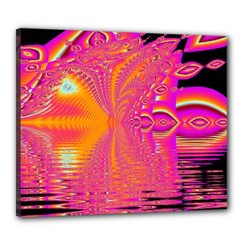 Magenta Boardwalk Carnival, Abstract Ocean Shimmer Canvas 24  x 20  (Framed) from ArtsNow.com