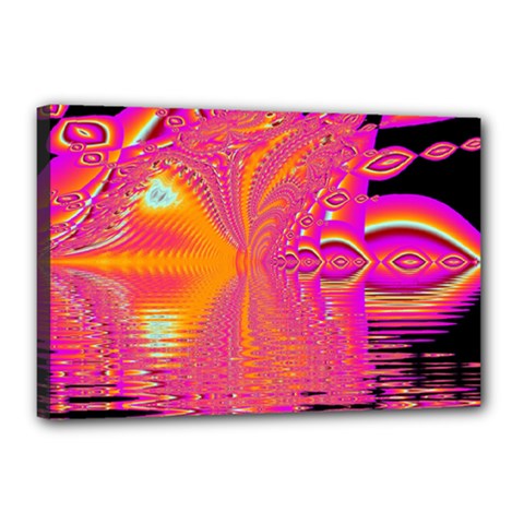 Magenta Boardwalk Carnival, Abstract Ocean Shimmer Canvas 18  x 12  (Framed) from ArtsNow.com