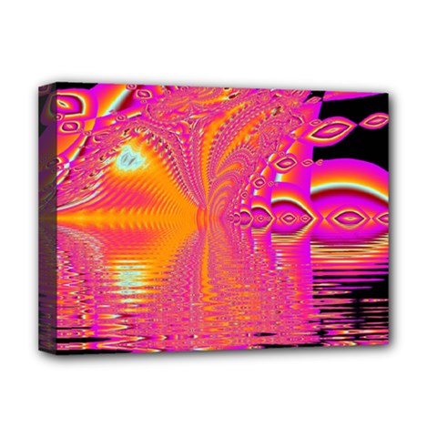 Magenta Boardwalk Carnival, Abstract Ocean Shimmer Deluxe Canvas 16  x 12  (Framed)  from ArtsNow.com