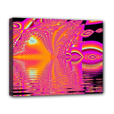Magenta Boardwalk Carnival, Abstract Ocean Shimmer Deluxe Canvas 20  x 16  (Framed) from ArtsNow.com