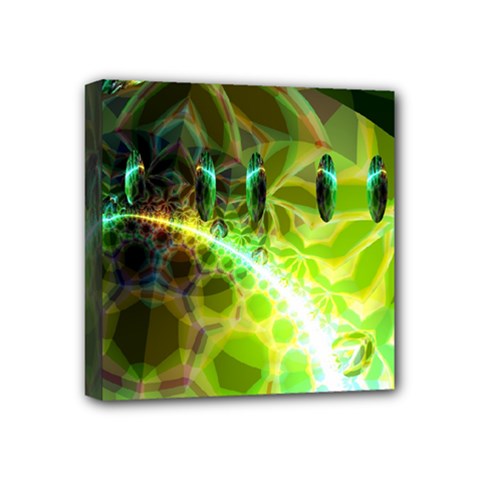 Dawn Of Time, Abstract Lime & Gold Emerge Mini Canvas 4  x 4  (Framed) from ArtsNow.com