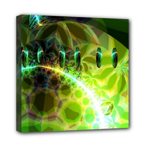 Dawn Of Time, Abstract Lime & Gold Emerge Mini Canvas 8  x 8  (Framed) from ArtsNow.com
