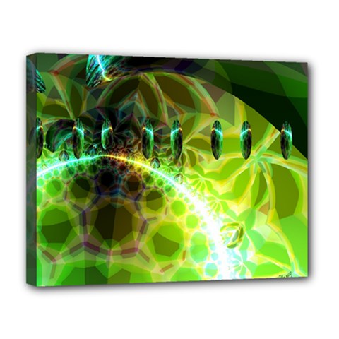 Dawn Of Time, Abstract Lime & Gold Emerge Canvas 14  x 11  (Framed) from ArtsNow.com
