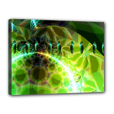 Dawn Of Time, Abstract Lime & Gold Emerge Canvas 16  x 12  (Framed) from ArtsNow.com