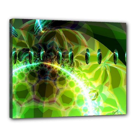 Dawn Of Time, Abstract Lime & Gold Emerge Canvas 20  x 16  (Framed) from ArtsNow.com