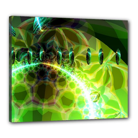 Dawn Of Time, Abstract Lime & Gold Emerge Canvas 24  x 20  (Framed) from ArtsNow.com