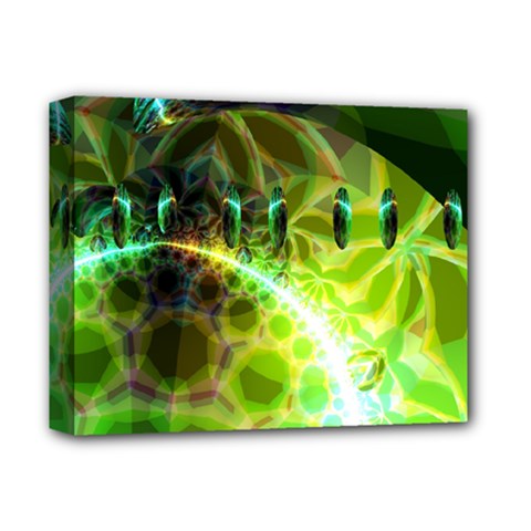 Dawn Of Time, Abstract Lime & Gold Emerge Deluxe Canvas 14  x 11  (Framed) from ArtsNow.com