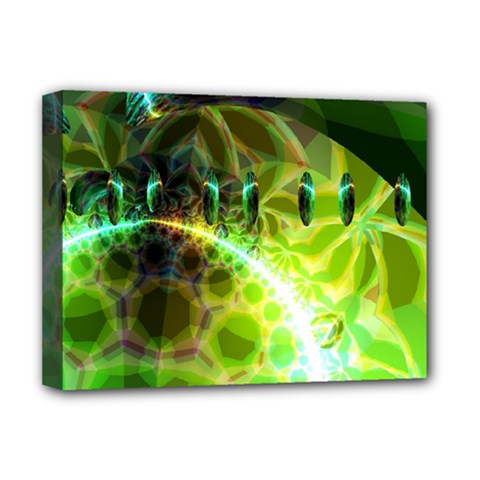 Dawn Of Time, Abstract Lime & Gold Emerge Deluxe Canvas 16  x 12  (Framed)  from ArtsNow.com