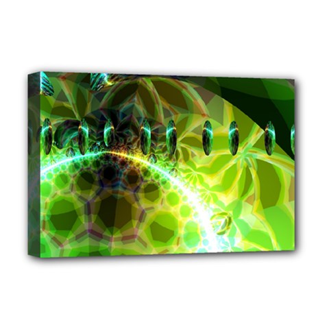 Dawn Of Time, Abstract Lime & Gold Emerge Deluxe Canvas 18  x 12  (Framed) from ArtsNow.com