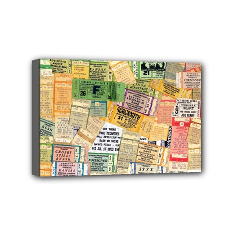 Retro Concert Tickets Mini Canvas 6  x 4  (Framed) from ArtsNow.com