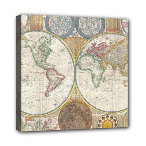 1794 World Map Mini Canvas 8  x 8  (Framed) from ArtsNow.com