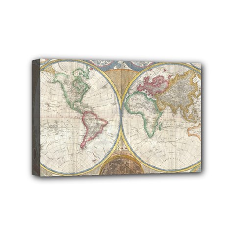 1794 World Map Mini Canvas 6  x 4  (Framed) from ArtsNow.com