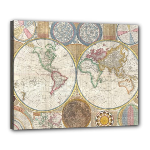 1794 World Map Canvas 20  x 16  (Framed) from ArtsNow.com