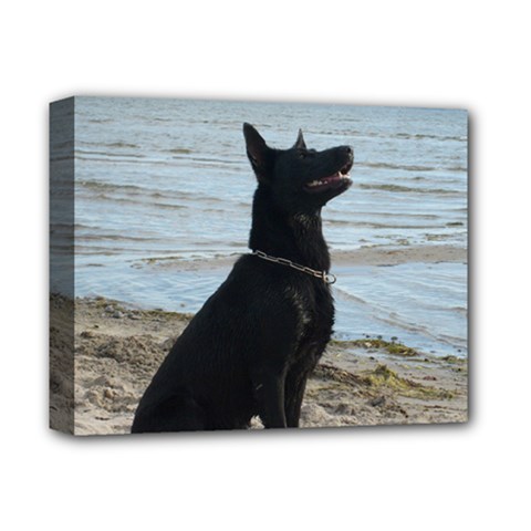 Black German Shepherd Deluxe Canvas 14  x 11  (Framed) from ArtsNow.com