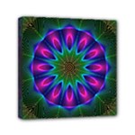 Star Of Leaves, Abstract Magenta Green Forest Mini Canvas 6  x 6  (Framed)