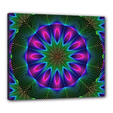 Star Of Leaves, Abstract Magenta Green Forest Canvas 24  x 20  (Framed) from ArtsNow.com