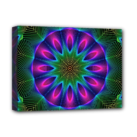 Star Of Leaves, Abstract Magenta Green Forest Deluxe Canvas 16  x 12  (Framed)  from ArtsNow.com