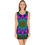 Star Of Leaves, Abstract Magenta Green Forest Bodycon Dress Star Of Leaves, Abstract Magenta Green Forest Bodycon Dress