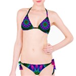 Star Of Leaves, Abstract Magenta Green Forest Bikini  Bikini