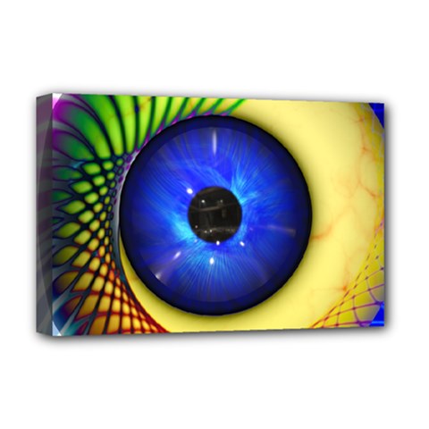 Eerie Psychedelic Eye Deluxe Canvas 18  x 12  (Framed) from ArtsNow.com