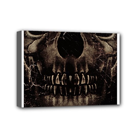 Skull Poster Background Mini Canvas 7  x 5  (Framed) from ArtsNow.com