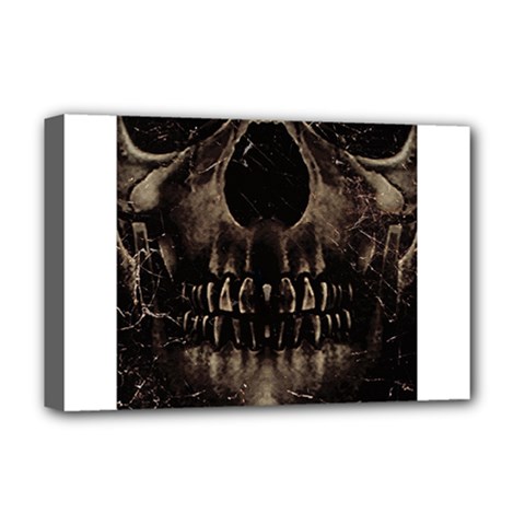 Skull Poster Background Deluxe Canvas 18  x 12  (Framed) from ArtsNow.com