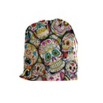 Sugar Skull Collage Drawstring Pouch (Large)
