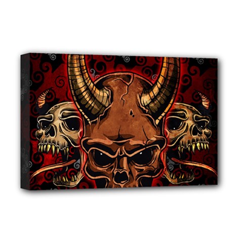 Evil Skulls Deluxe Canvas 18  x 12  (Stretched) from ArtsNow.com