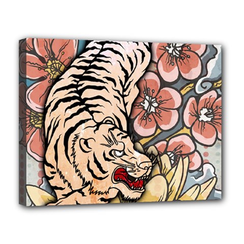 White Tiger Canvas 14  x 11  (Stretched) from ArtsNow.com