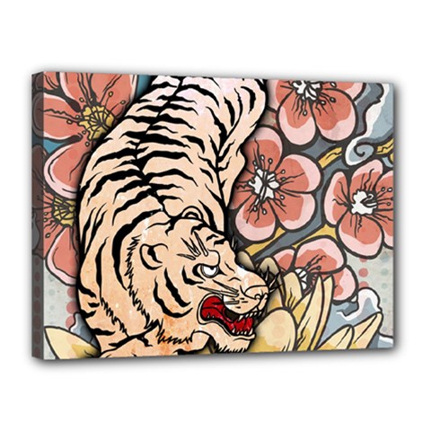 White Tiger Canvas 16  x 12  (Stretched) from ArtsNow.com