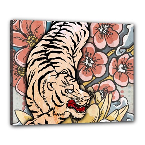 White Tiger Canvas 20  x 16  (Stretched) from ArtsNow.com