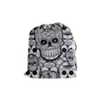 Sugar Skulls   Black And White Drawstring Pouch (Medium)