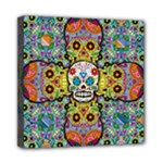 Sugar Skulls   Patterned Mini Canvas 8  x 8  (Stretched)