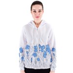 flowers1 blue Women s Zipper Hoodie