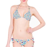 Blue Colorful Cats Silhouettes Pattern Bikini Set