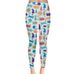 Blue Colorful Cats Silhouettes Pattern Women s Leggings