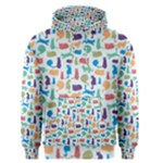 Blue Colorful Cats Silhouettes Pattern Men s Pullover Hoodies