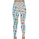 Blue Colorful Cats Silhouettes Pattern Yoga Leggings