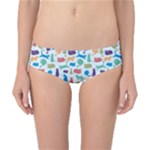 Blue Colorful Cats Silhouettes Pattern Classic Bikini Bottoms