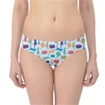 Blue Colorful Cats Silhouettes Pattern Hipster Bikini Bottoms