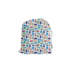 Blue Colorful Cats Silhouettes Pattern Drawstring Pouches (Small) 