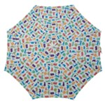 Blue Colorful Cats Silhouettes Pattern Straight Umbrellas