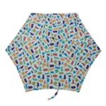 Blue Colorful Cats Silhouettes Pattern Mini Folding Umbrellas